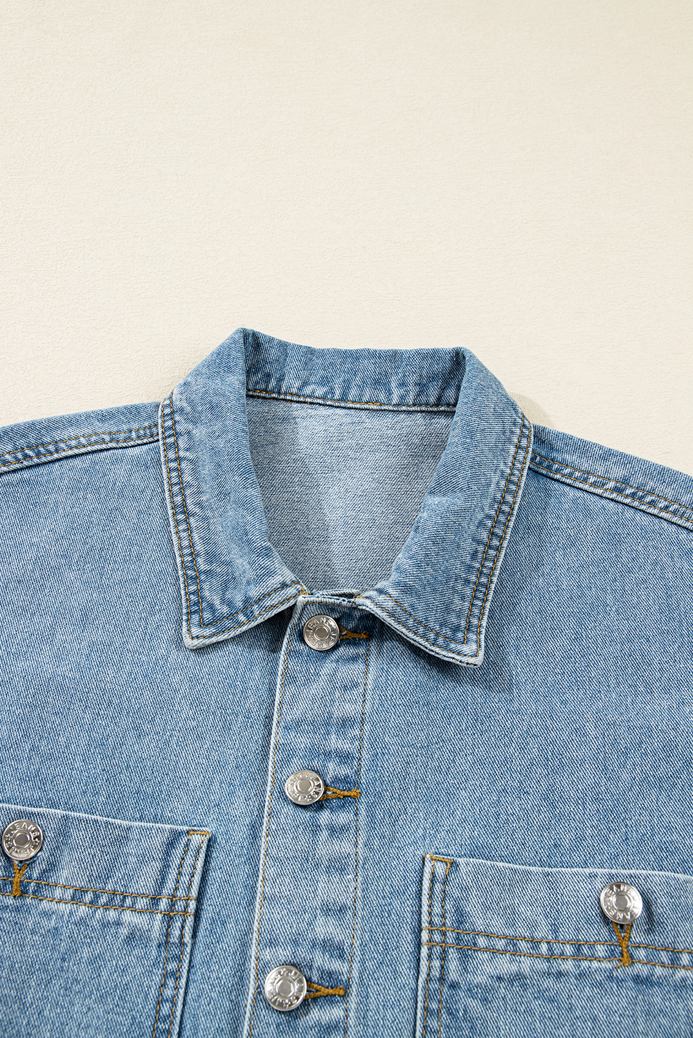 Beau Blue Multi Patched Pockets Side Tie up Boyfriend Style Denim Jacket - loveforevers