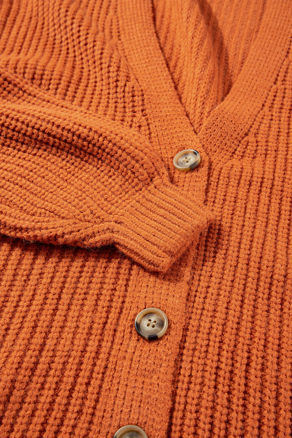 Gold Flame Button Front V Neck Chunky Cardigan Sweater - loveforevers