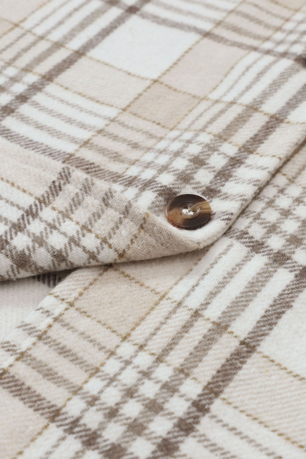 Khaki Plaid Removable Hood Buttoned Shacket - loveforevers