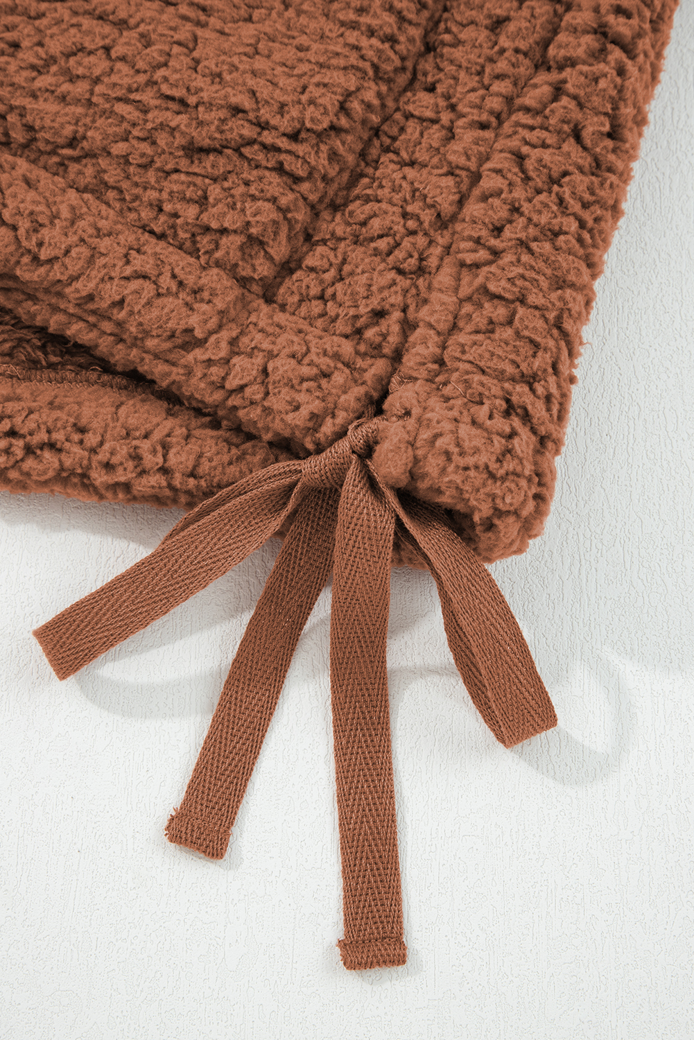 Cinnamon Faux Fur Snap Button Front Knot Side Plush Vest with Pockets - loveforevers