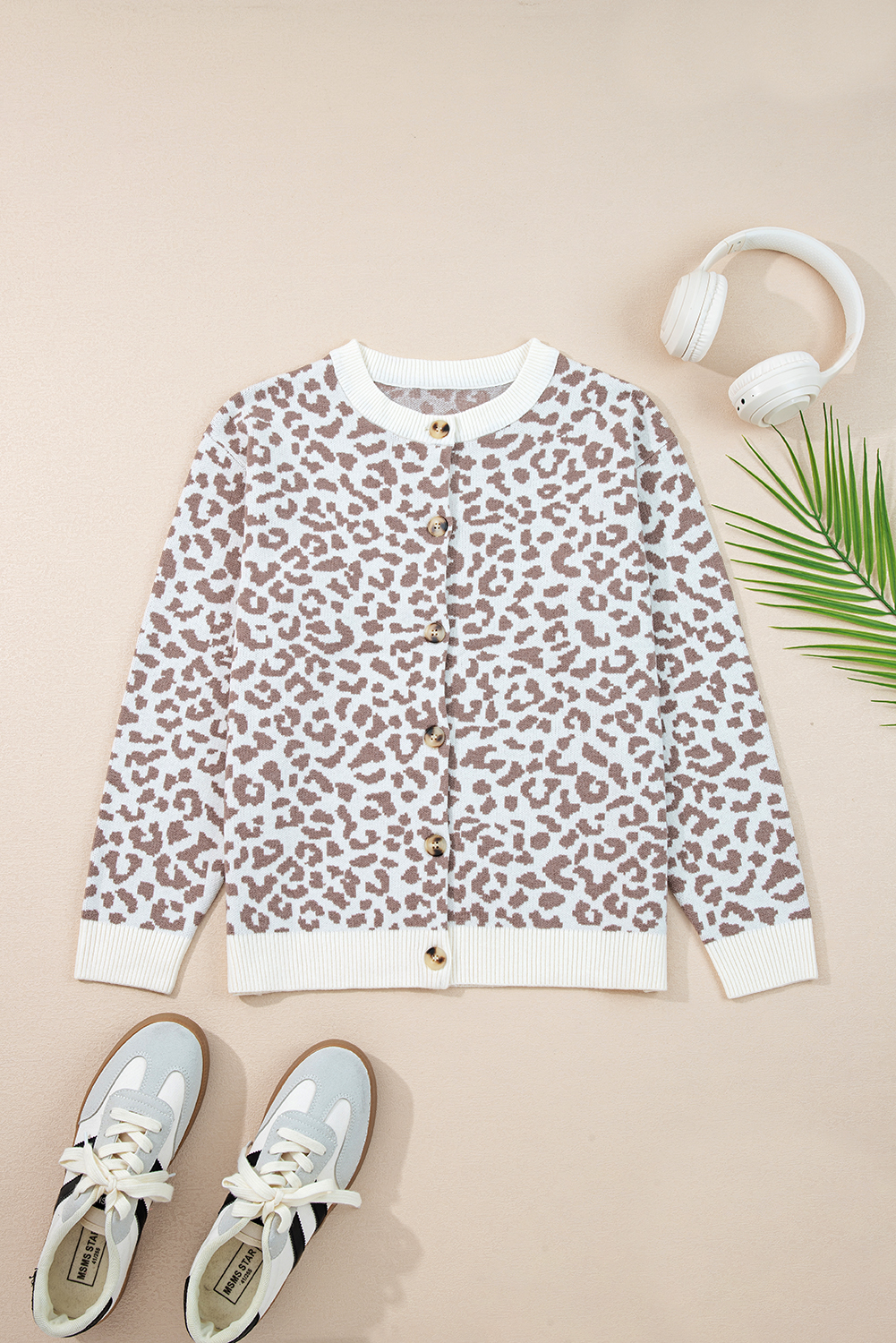 Black Leopard Drop Shoulder Chunky Knitted Cardigan Sweater - loveforevers