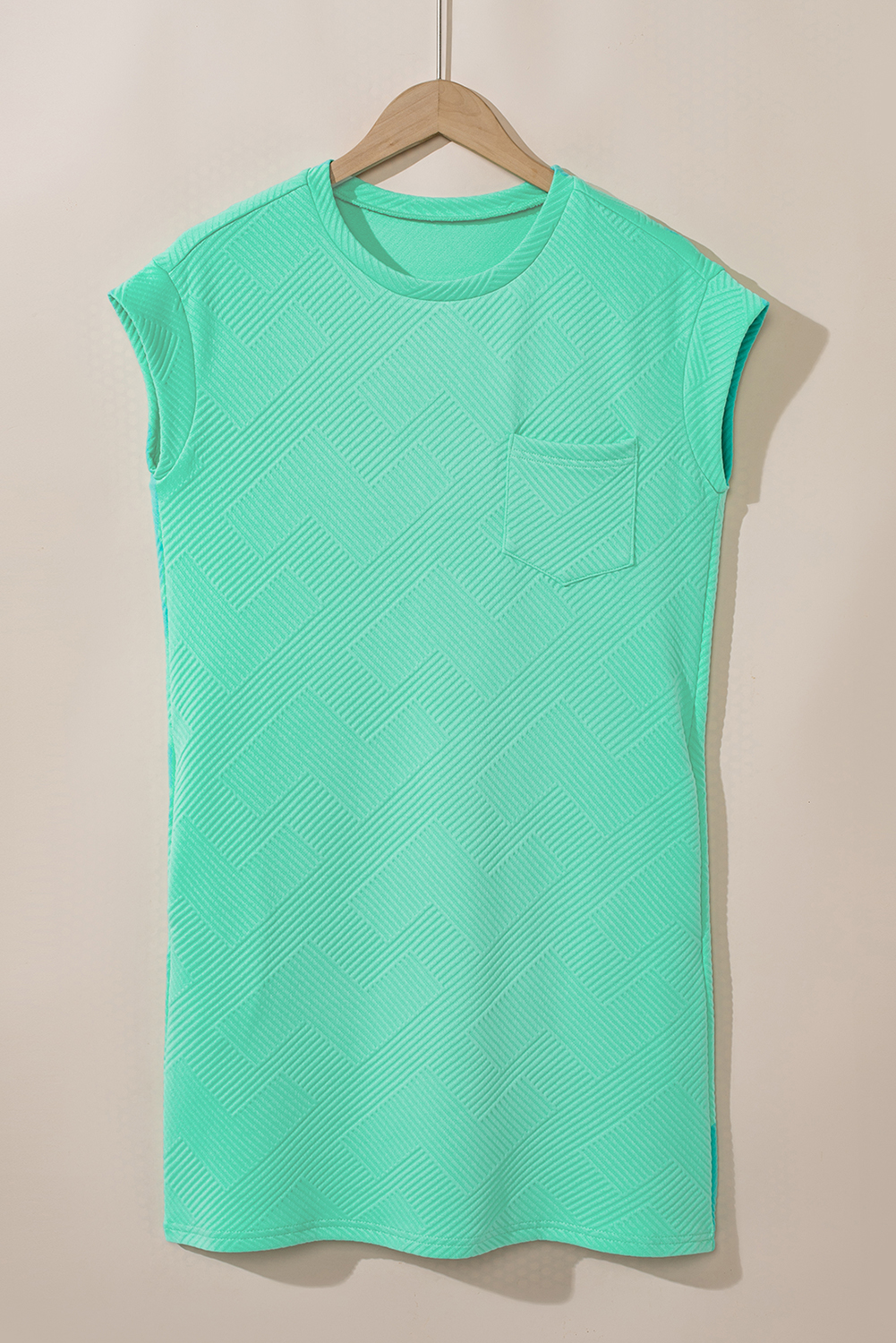 Mint Green Textured Cap Sleeve T Shirt Dress - loveforevers