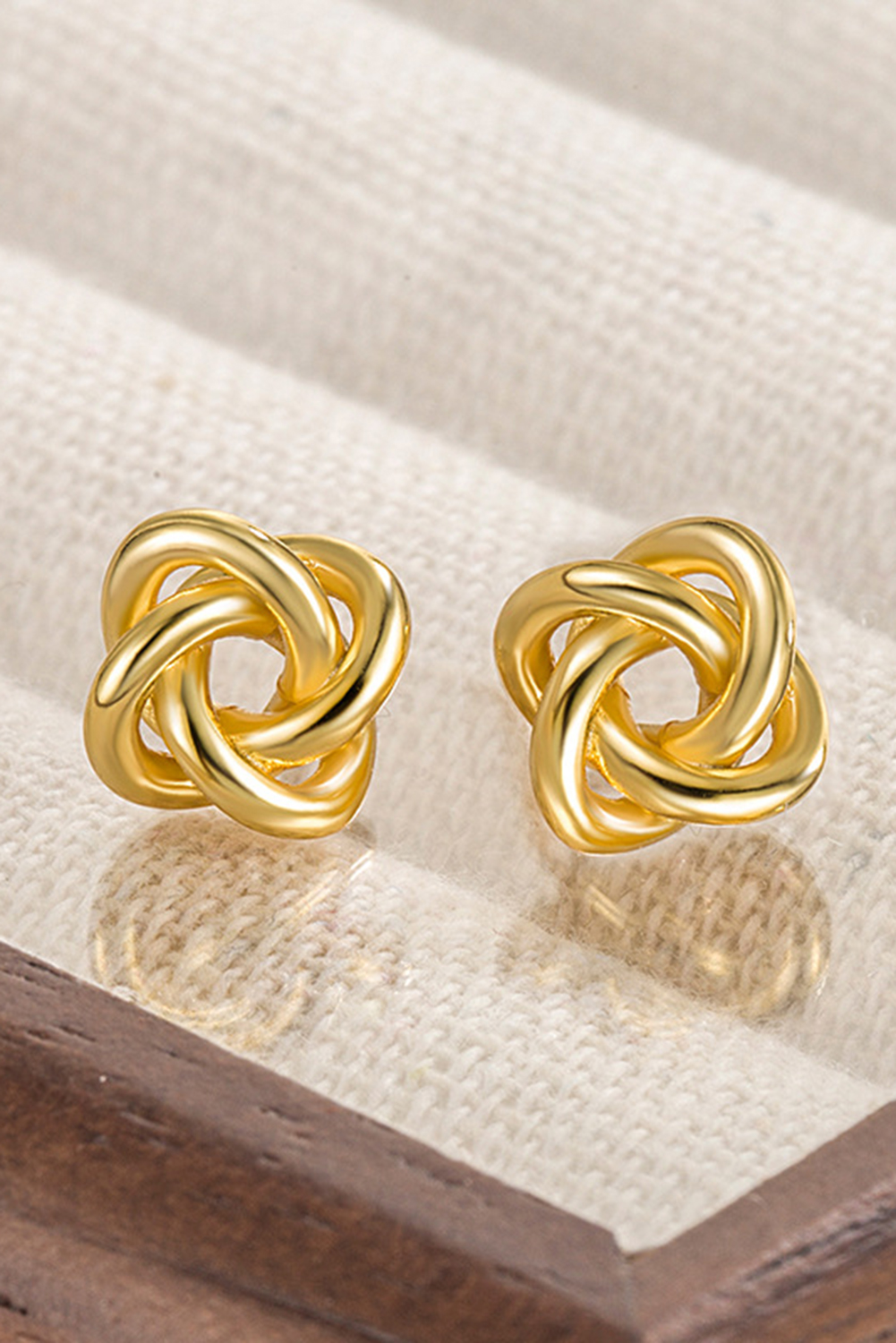 Gold Minimalism Knotted Plated Stud Earrings - loveforevers
