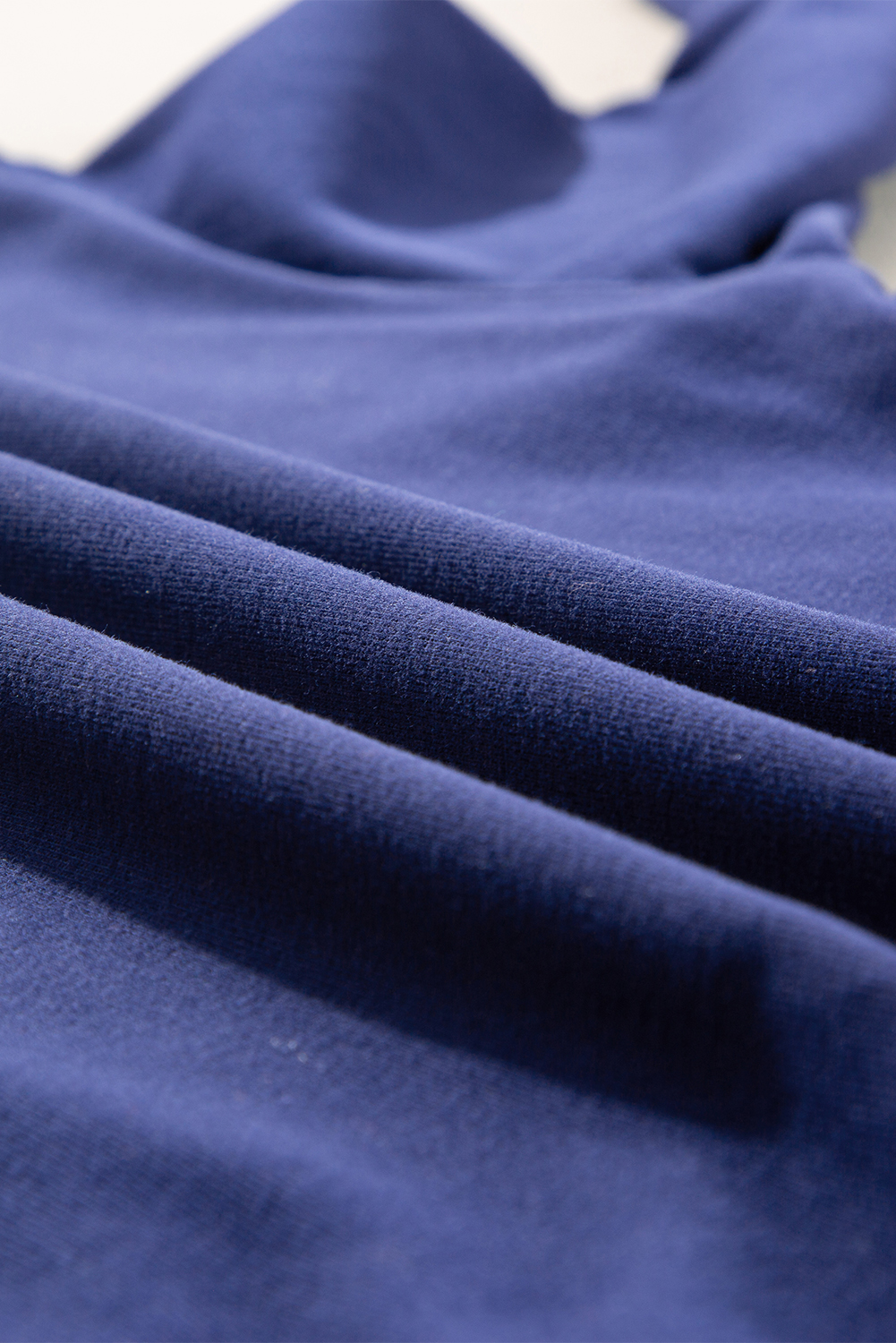 Navy Blue Plain Drop Shoulder Crewneck Pullover Sweatshirt - loveforevers
