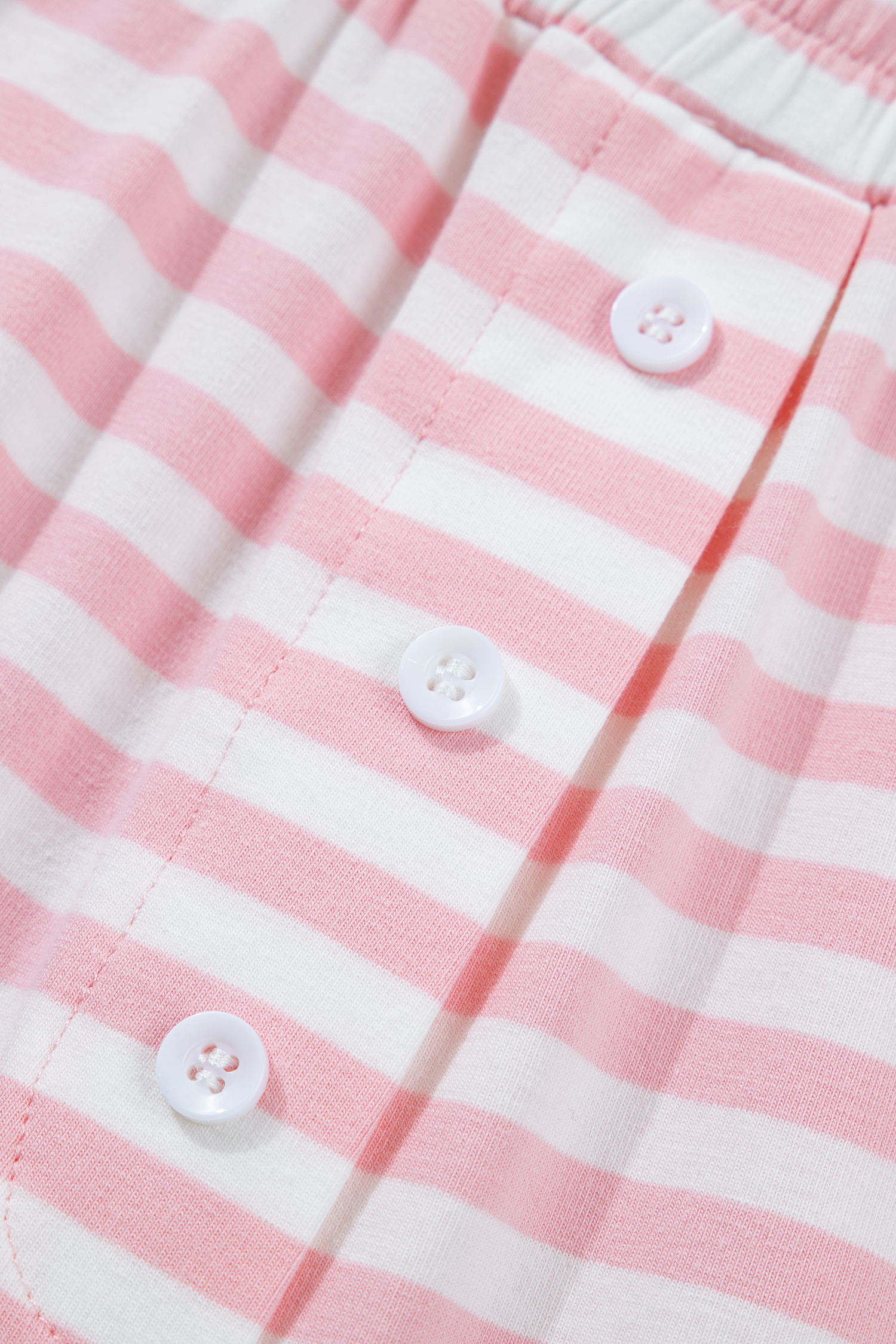 Rose Stripe Drop Shoulder Round Neck Top and Buttoned Straight Pants Two Piece Set - loveforevers