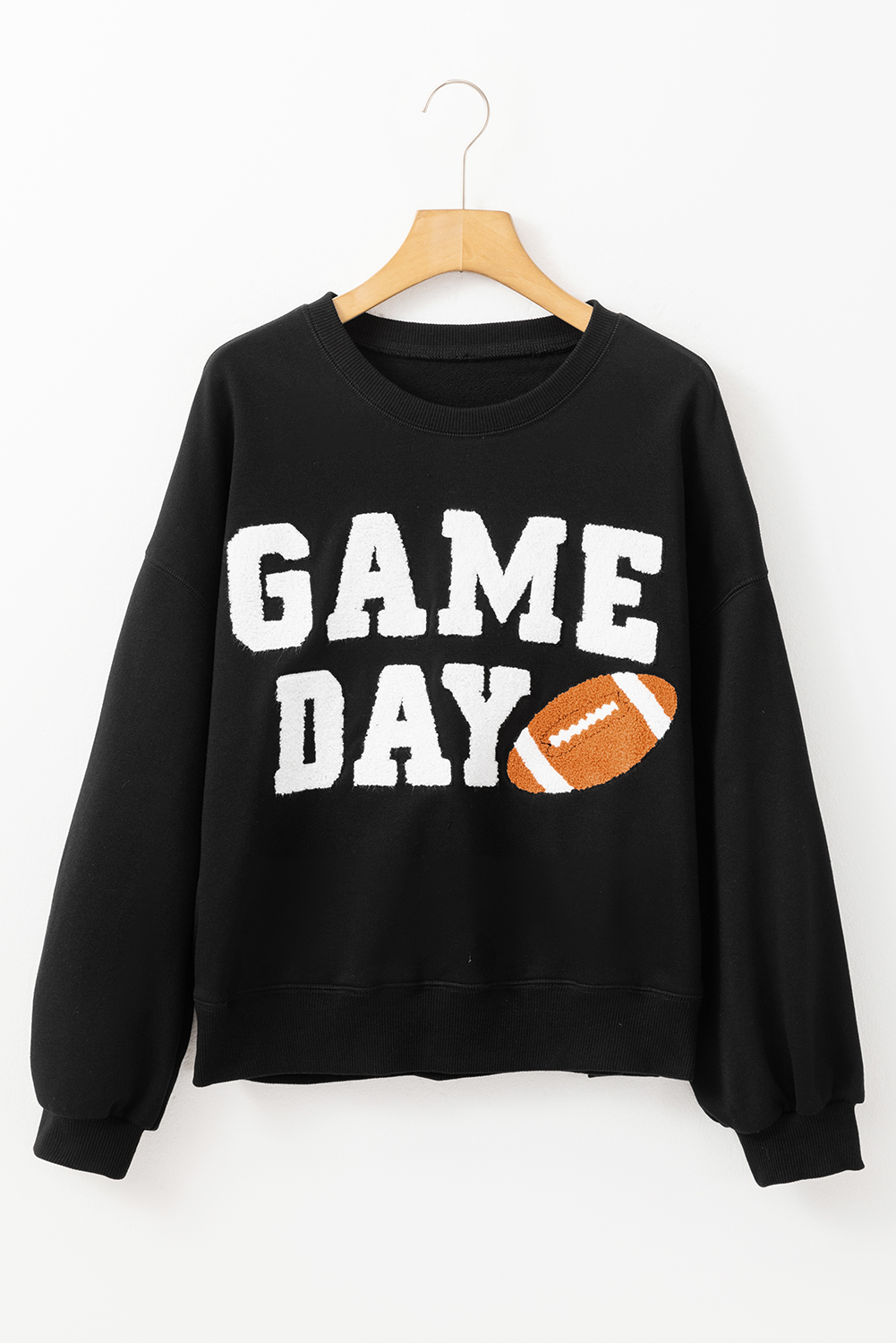 Black GAME DAY Graphic Varsity Pullover Sweatshirt - loveforevers