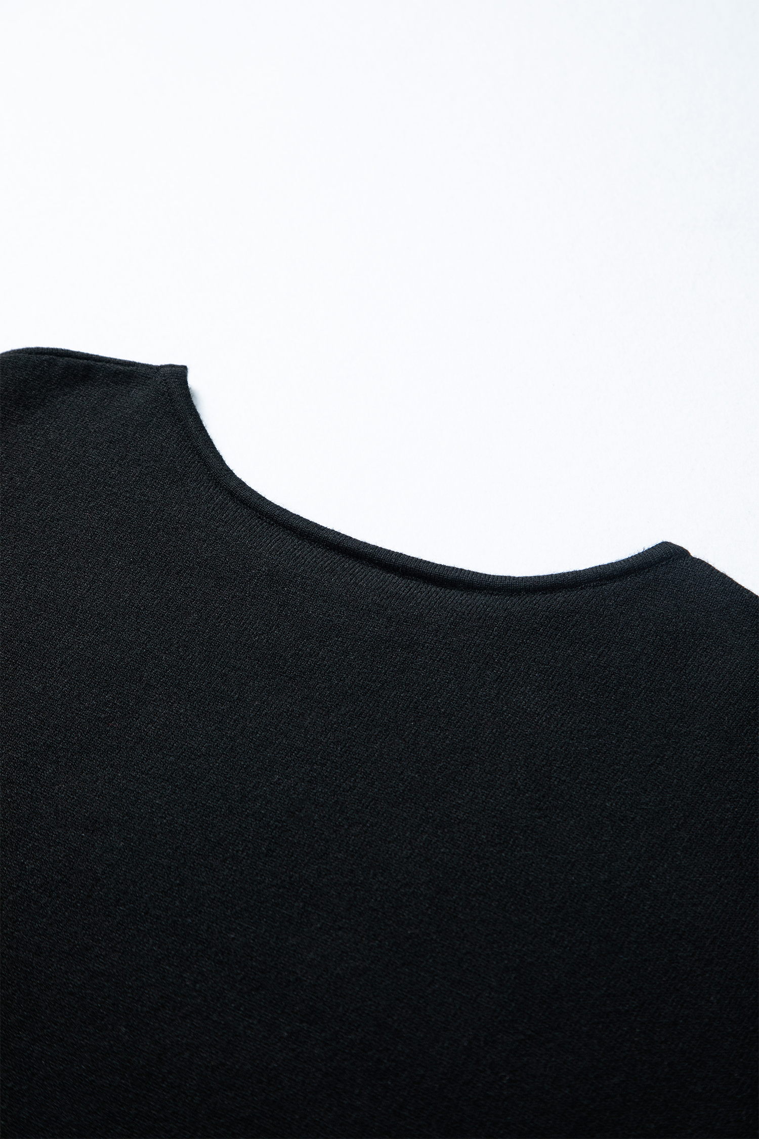 Black Asymmetric Neck Batwing Sleeve Shift Mini Sweater Dress - loveforevers
