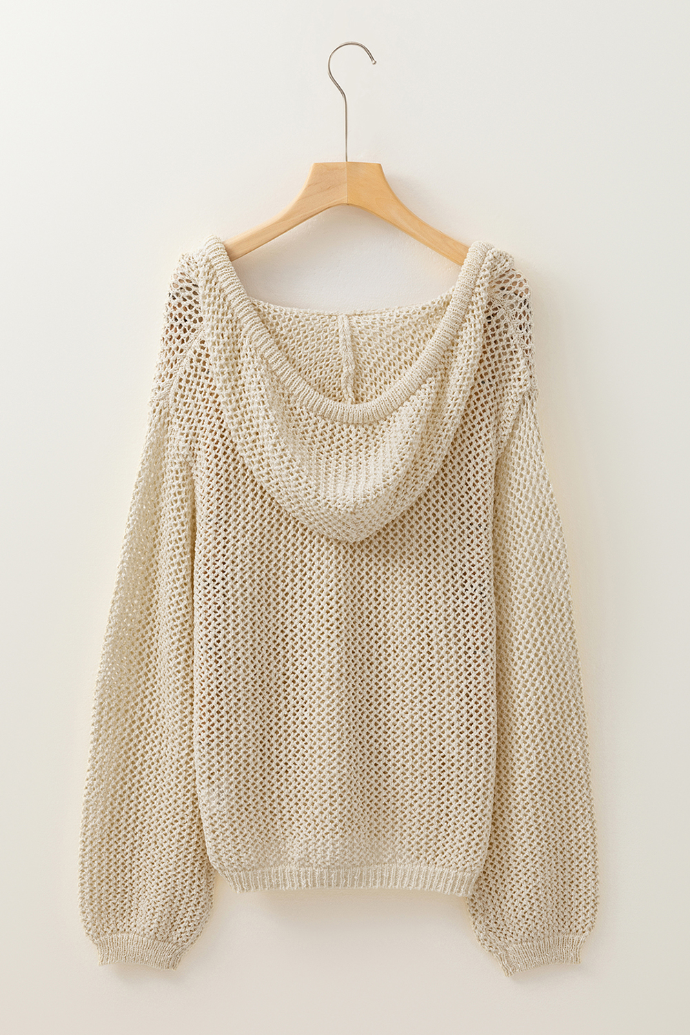 Jet Stream Hollow-out Kangaroo Pocket V Neck Hooded Sweater - loveforevers
