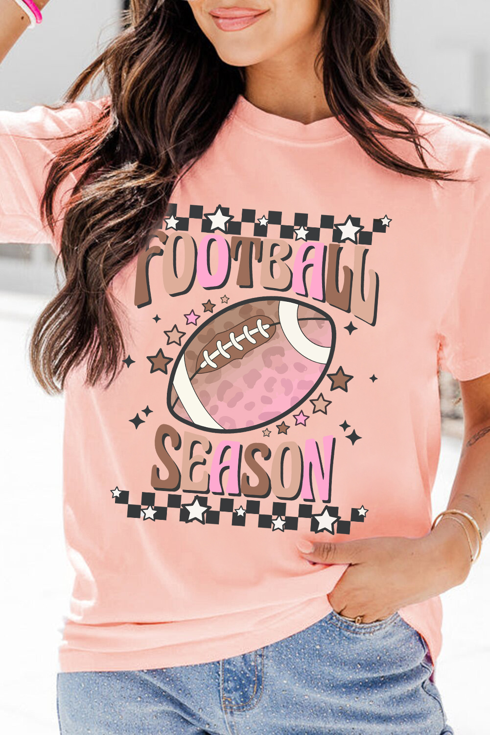 Pink FOOTBALL SEASON Graphic Game Day T Shirt - loveforevers