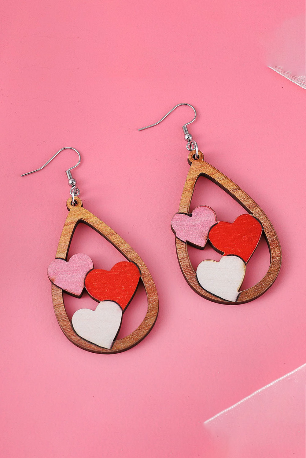 Red Valentines Day Heart Shape Tiered Dangle Earring - loveforevers