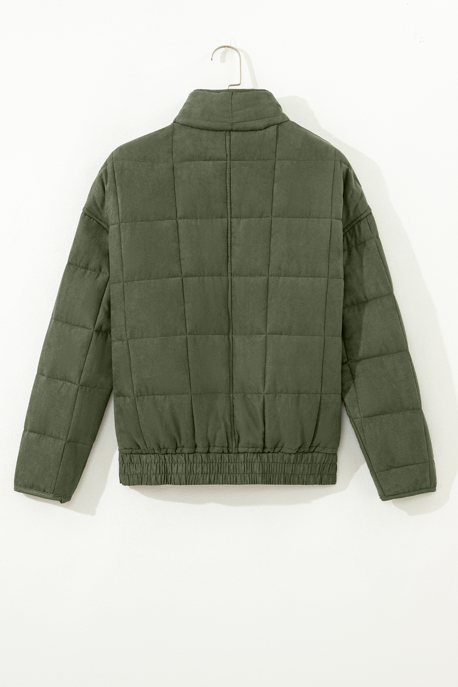 Khaki Zip-Up Pocket Quilted Jacket - loveforevers