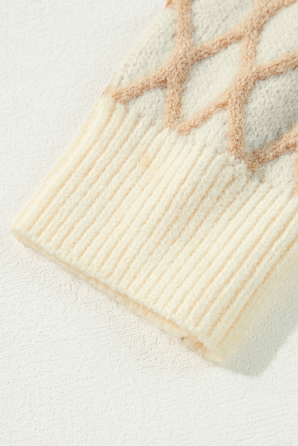 Oatmeal Diamond Knit Drop Shoulder Loose Sweater - loveforevers