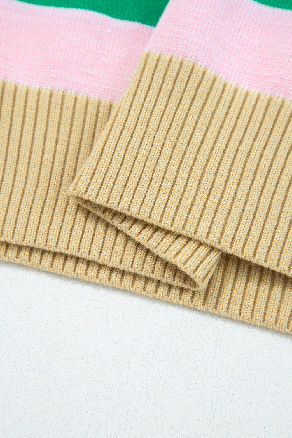 Multicolour Striped Knit Ribbed Trim Boxy Fit Cropped Sweater - loveforevers