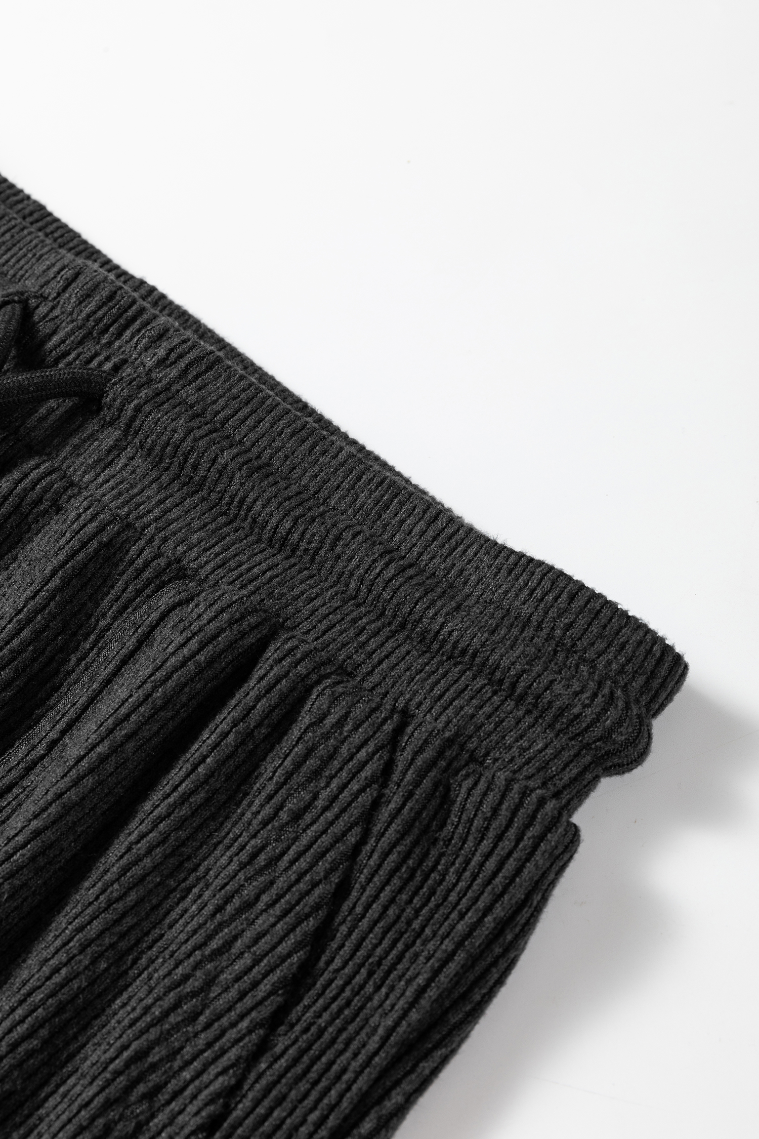 Black Ribbed Drawstring Active Jogger Pants - loveforevers