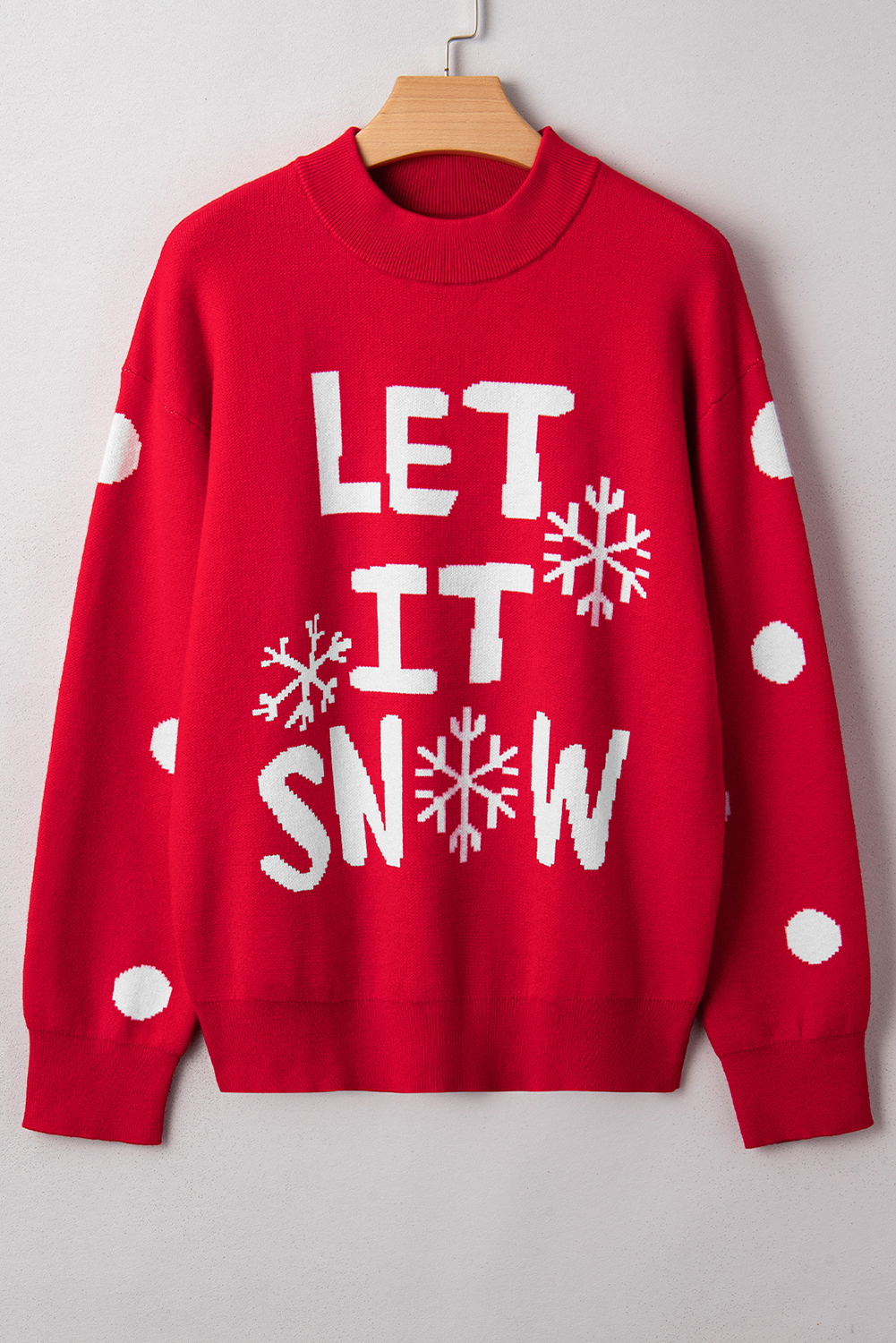 Red Dahlia LET IT SNOW Graphic Christmas Holiday Loose Sweater - loveforevers