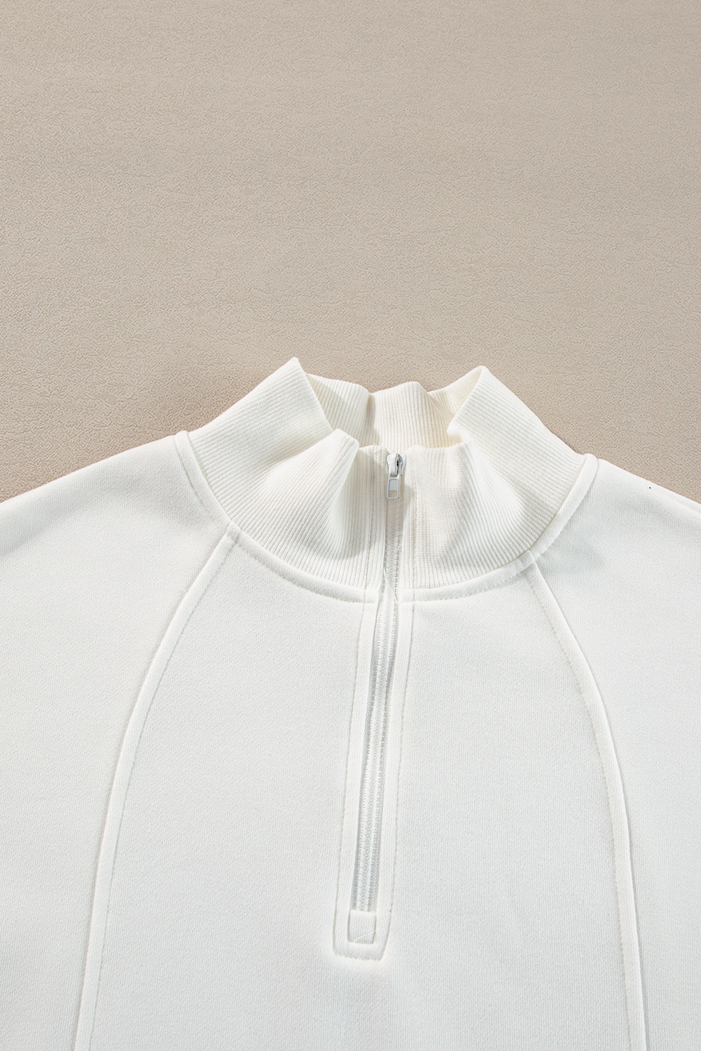 Fushia Zipped Neck Pullover Drop Shoulder Sweatshirt - loveforevers