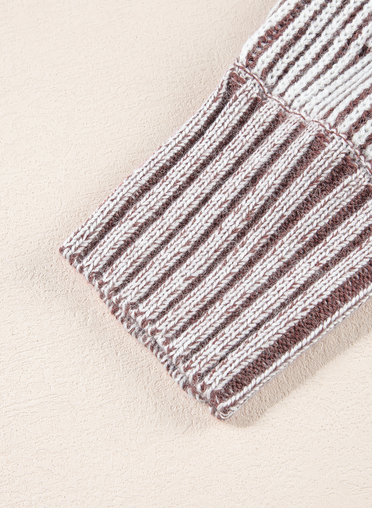 Coffee Striped Print Ribbed Knit Boat Neck Baggy Sweater - loveforevers