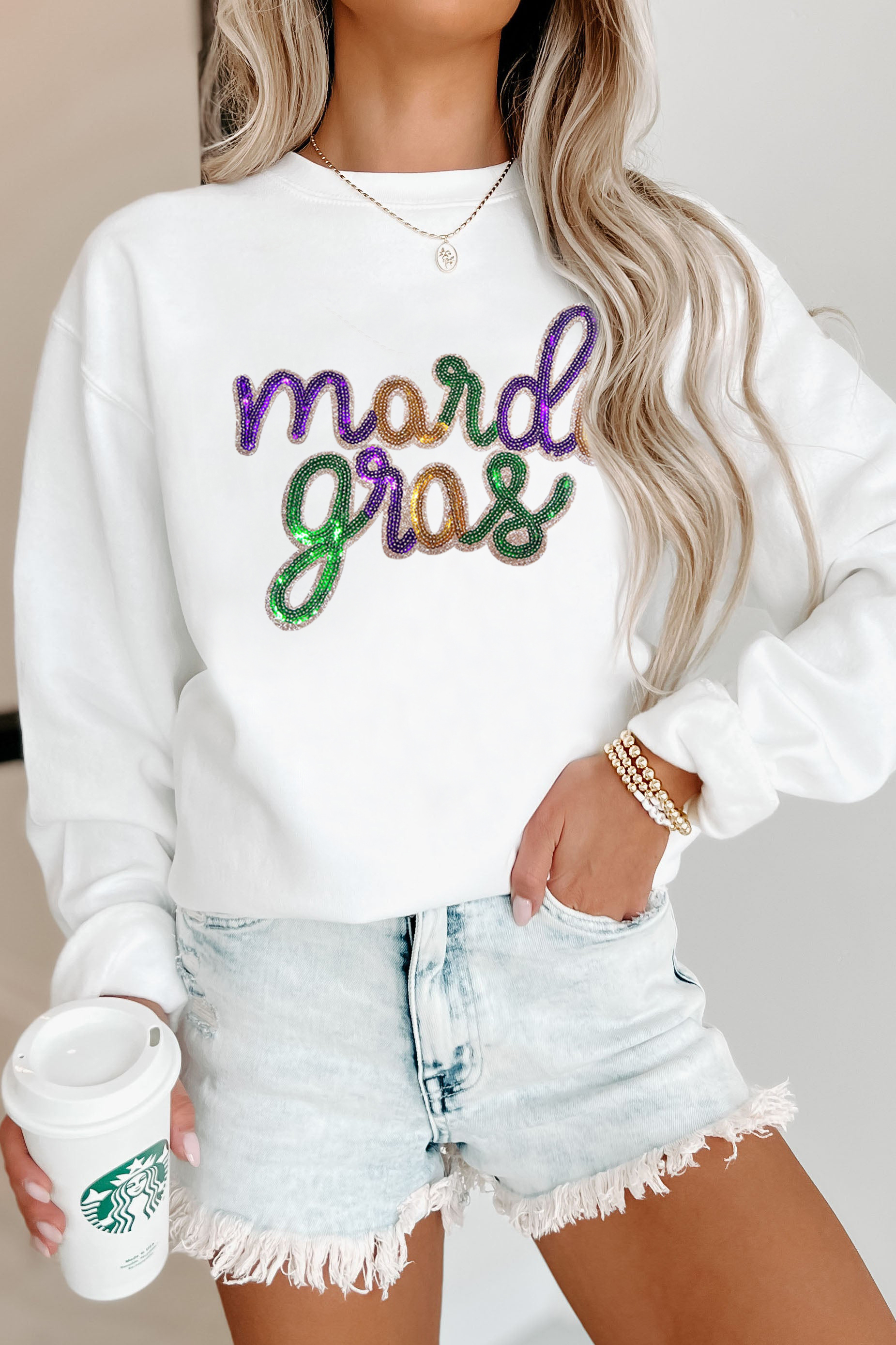 Wisteria Sequin mardi gras Graphic T Shirt - loveforevers