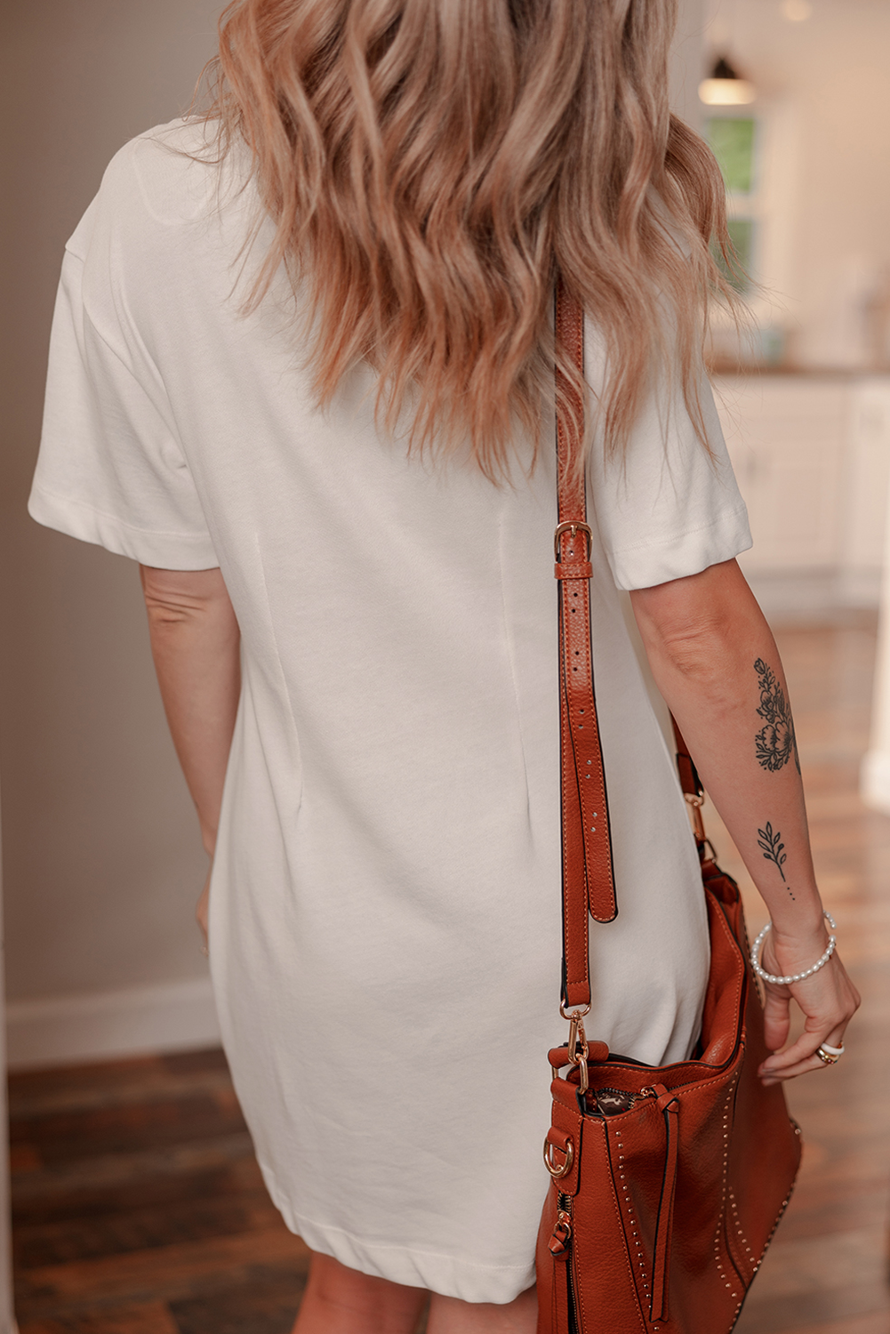 White Bow Patriotic Cowgirl Boots Sequin Patch Shift T Shirt Dress - loveforevers