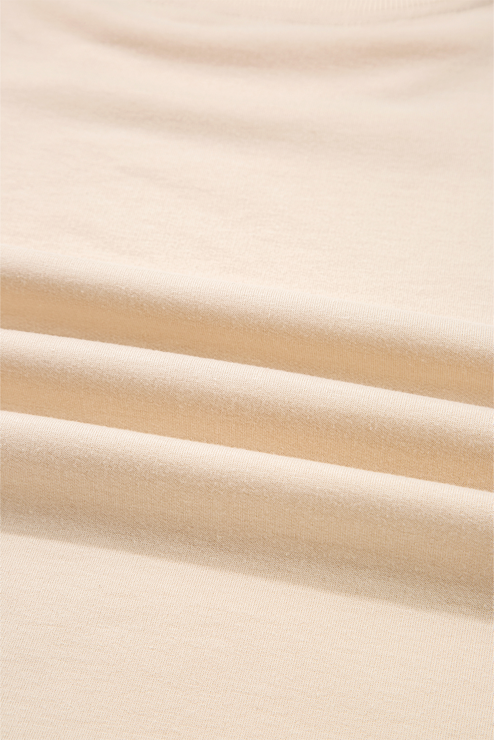 Beige Raw Edge Flower Patch Drop Shoulder Casual Top - loveforevers