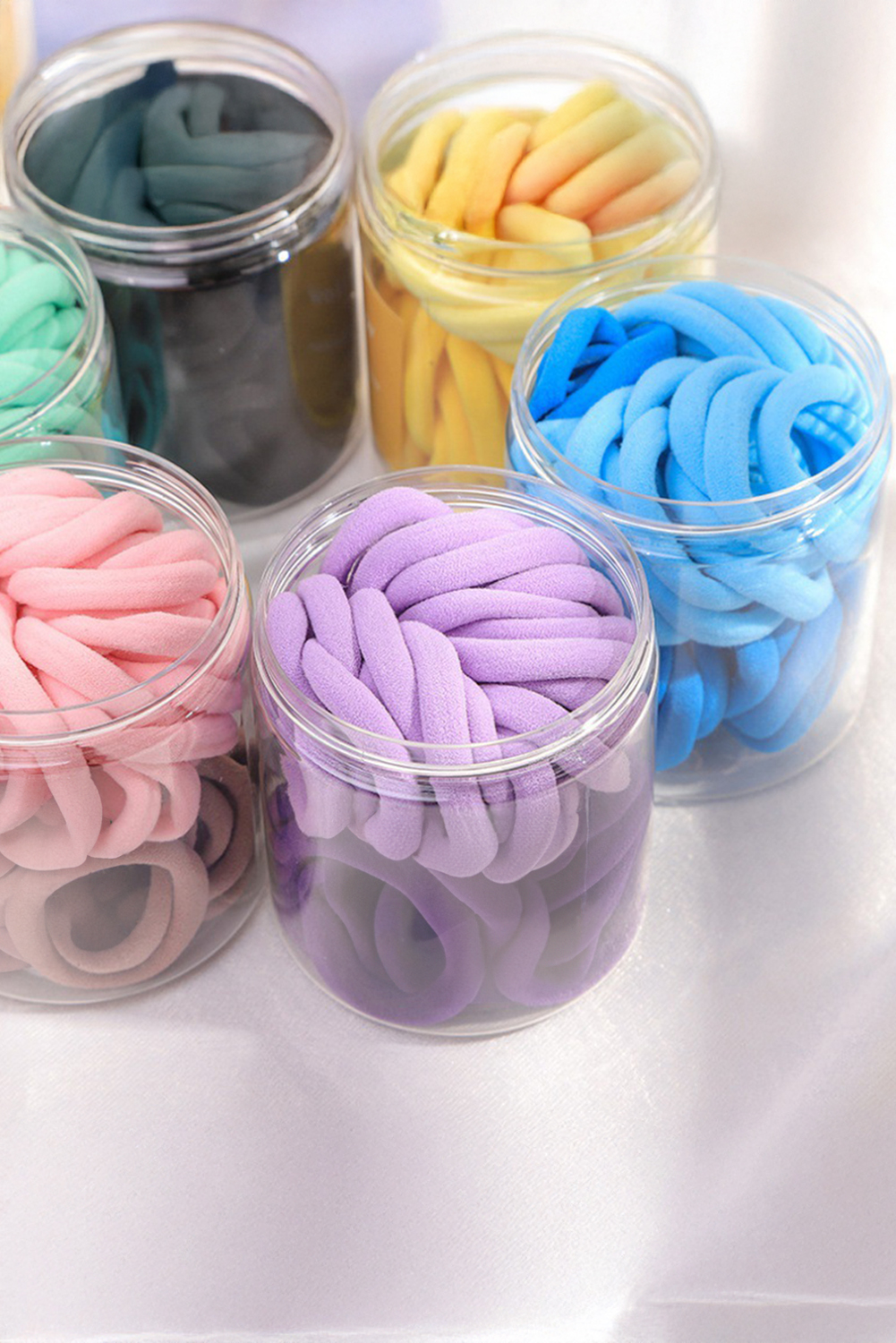 Black 50pcs/box Solid Simple High Elastic Hair Ties - loveforevers