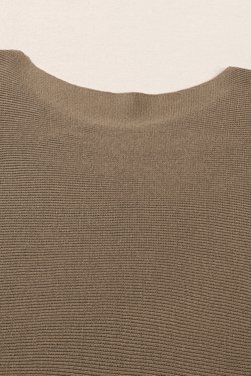 Coffee Round Neck Half Sleeve Ribbed Knit Top - loveforevers
