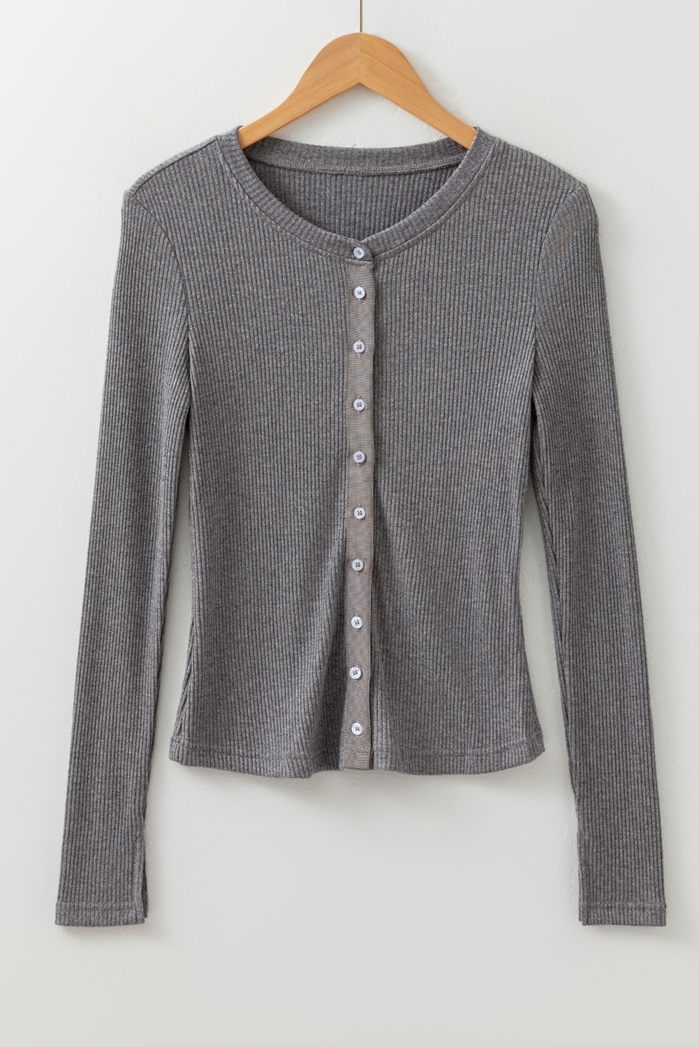 Sleet Ribbed Knit Button Down Slim Cardigan - loveforevers