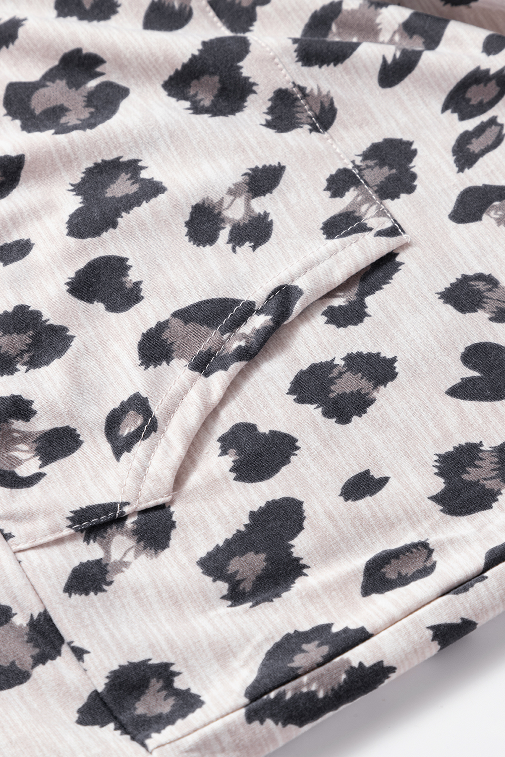 Khaki Leopard Print Drawstring Hoodie and Skinny Pants Lounge Set - loveforevers