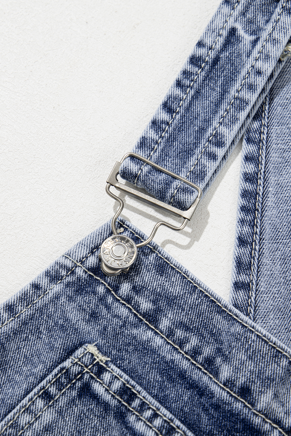 Sail Blue Denim Bib Straight Leg Jumpsuit with Pockets - loveforevers