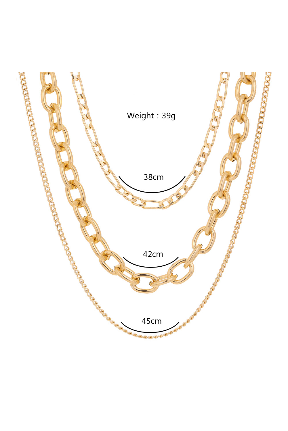 Gold Plated Chain 3pcs Necklace Set - loveforevers