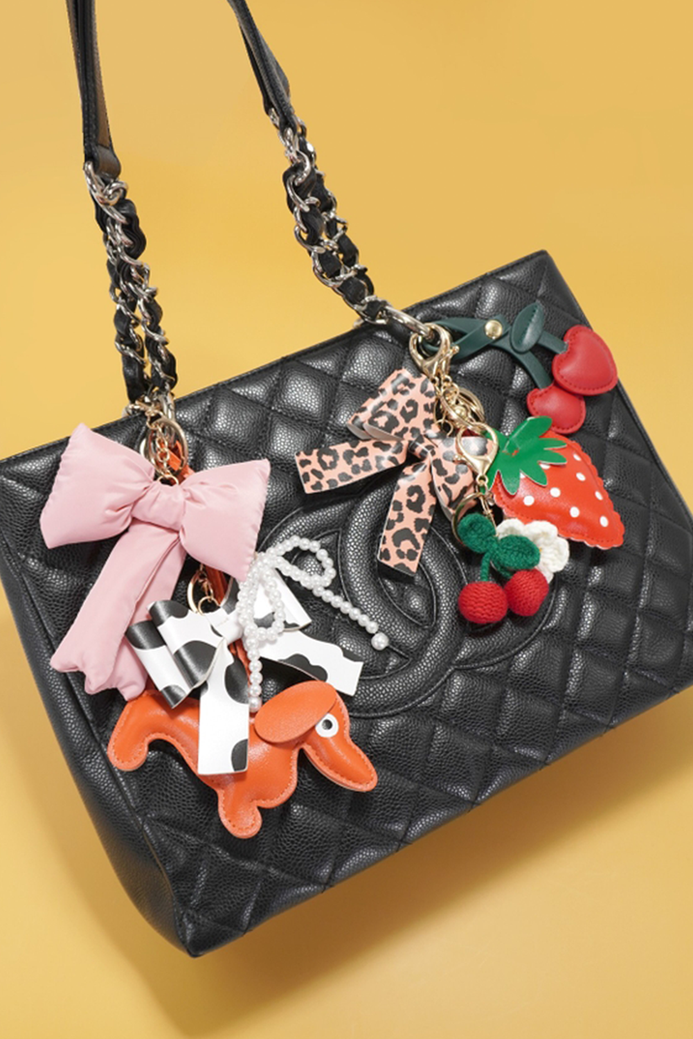 Pink Gingham Puffer Bow Knot Bag Pendant Keychain - loveforevers