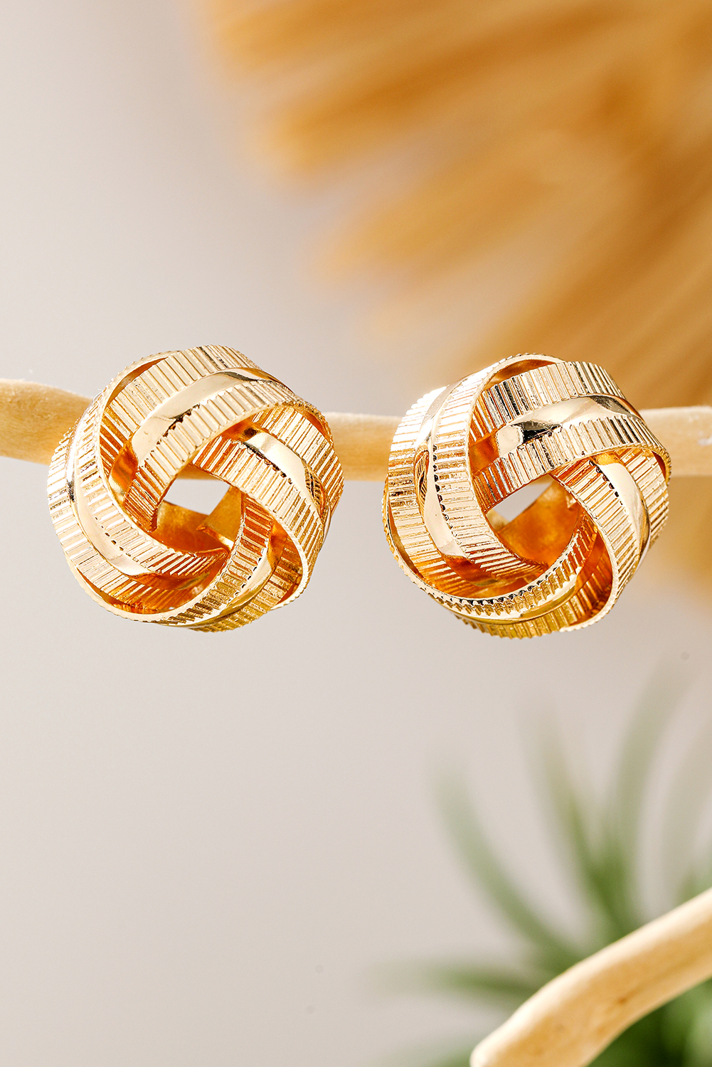 Gold Plated Textured Knot Stud Earrings - loveforevers
