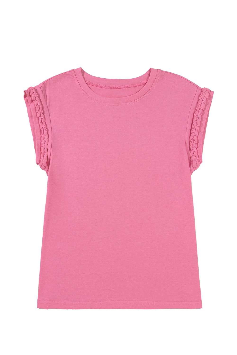 Bonbon Braided Cap Sleeve Crew Neck T Shirt - loveforevers