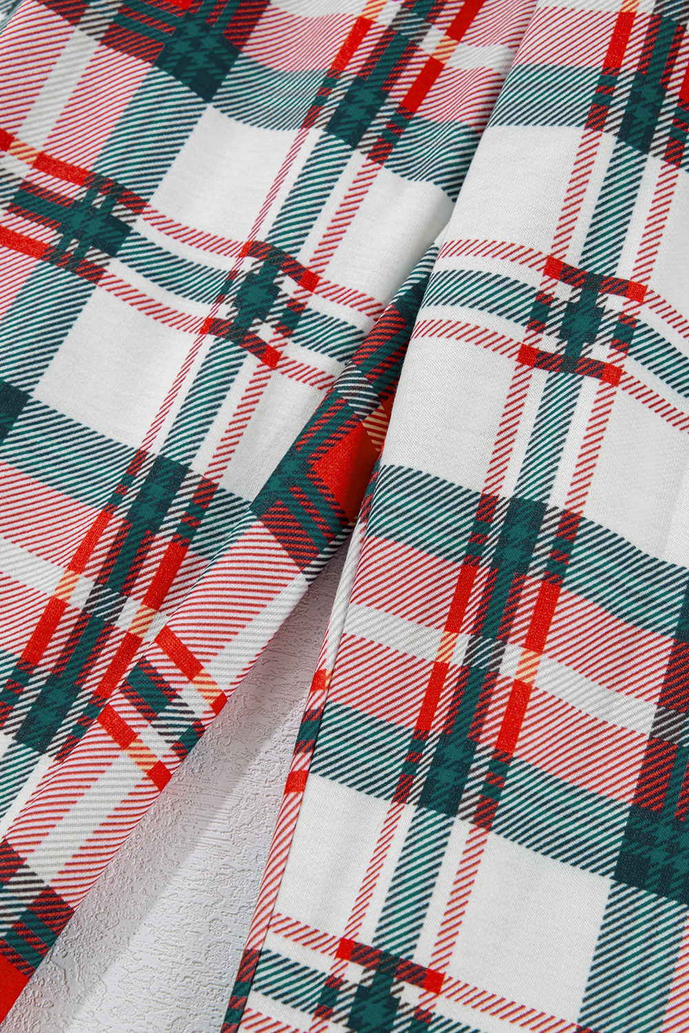 Red Christmas Plaid Print Two Piece Long Sleeve Pajamas Set - loveforevers