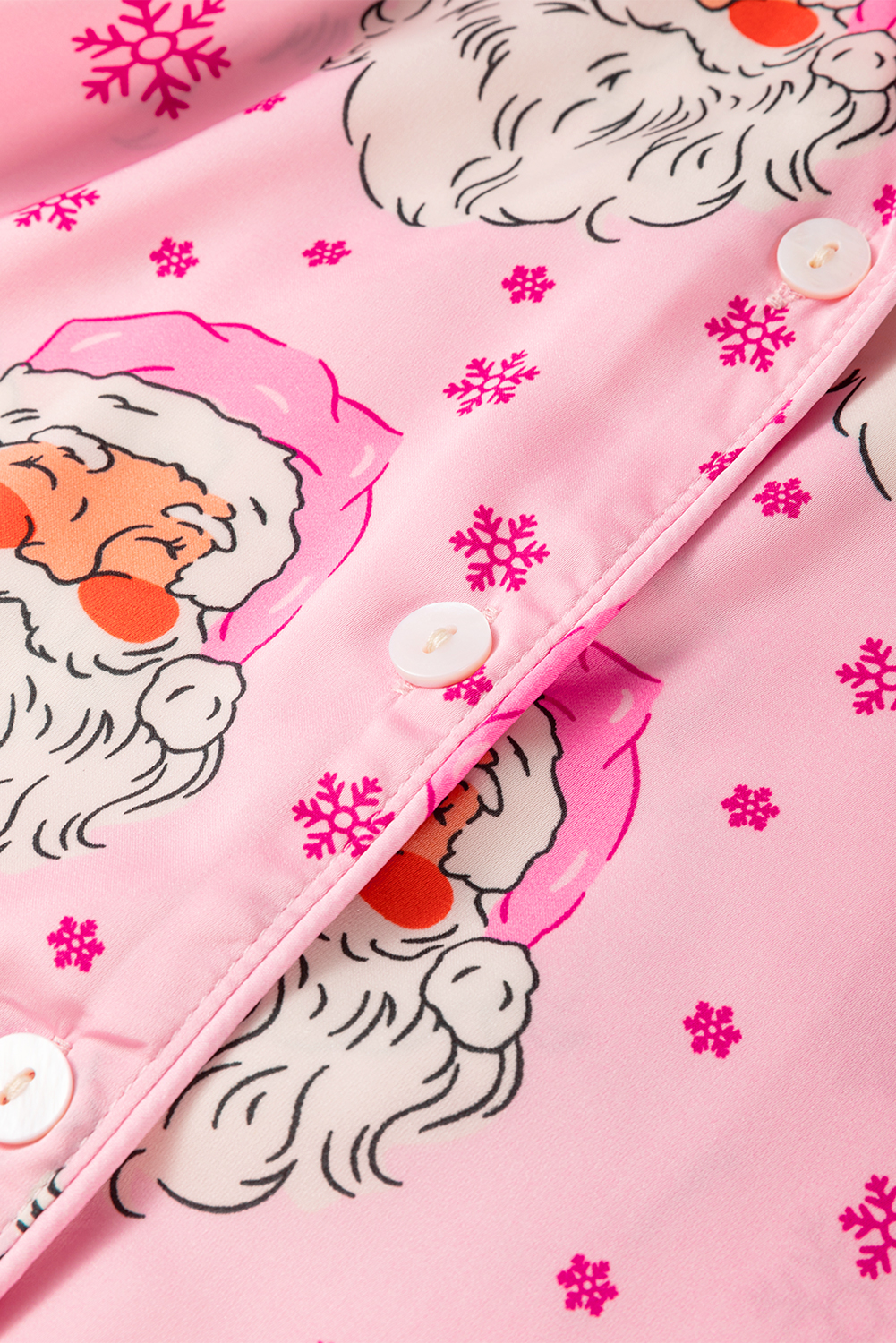 Pink Santa Claus Snowflake Long Sleeve Shirt Christmas Pajama Set - loveforevers