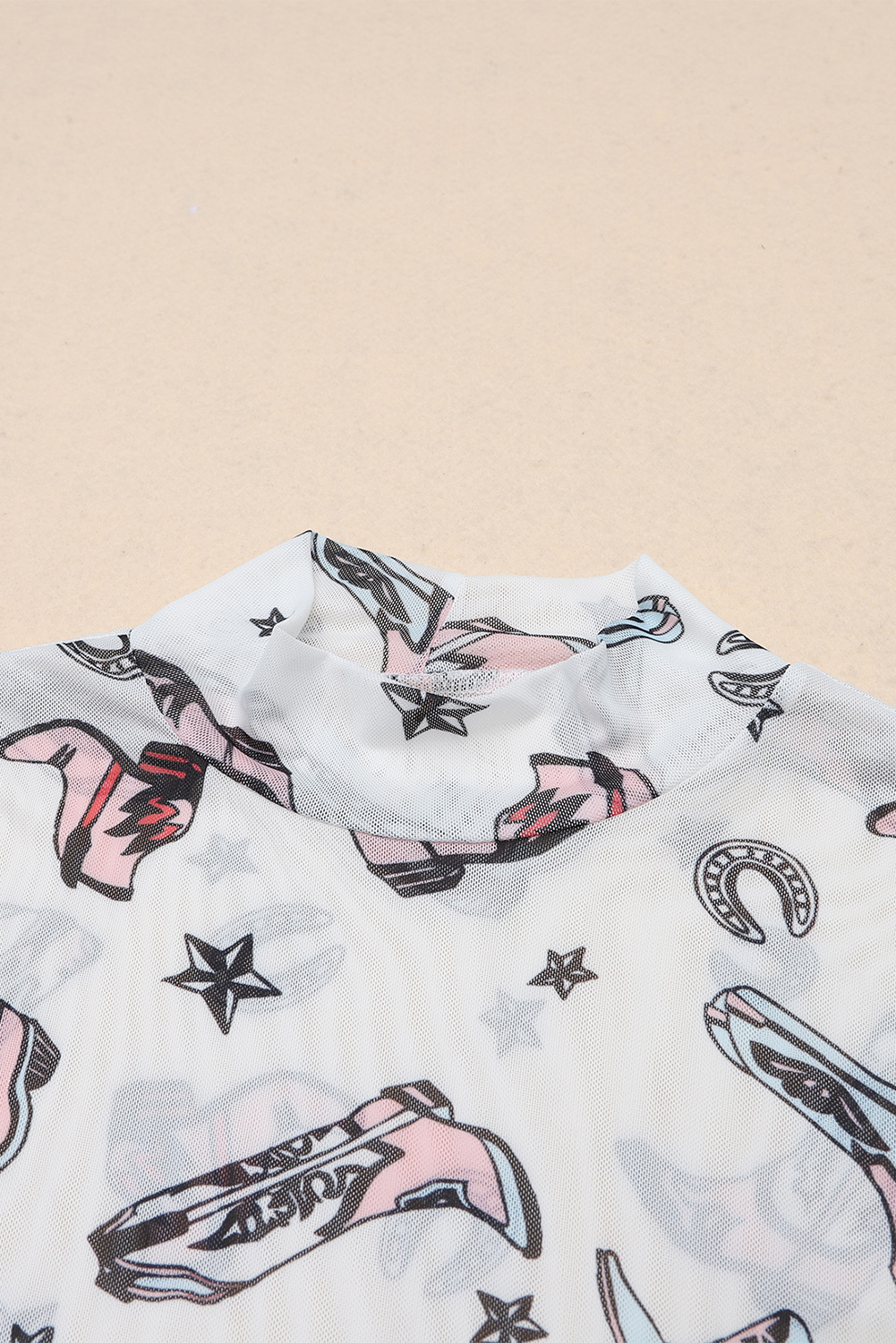 White Rodeo Bound Printed Long Sleeve Bodysuit - loveforevers