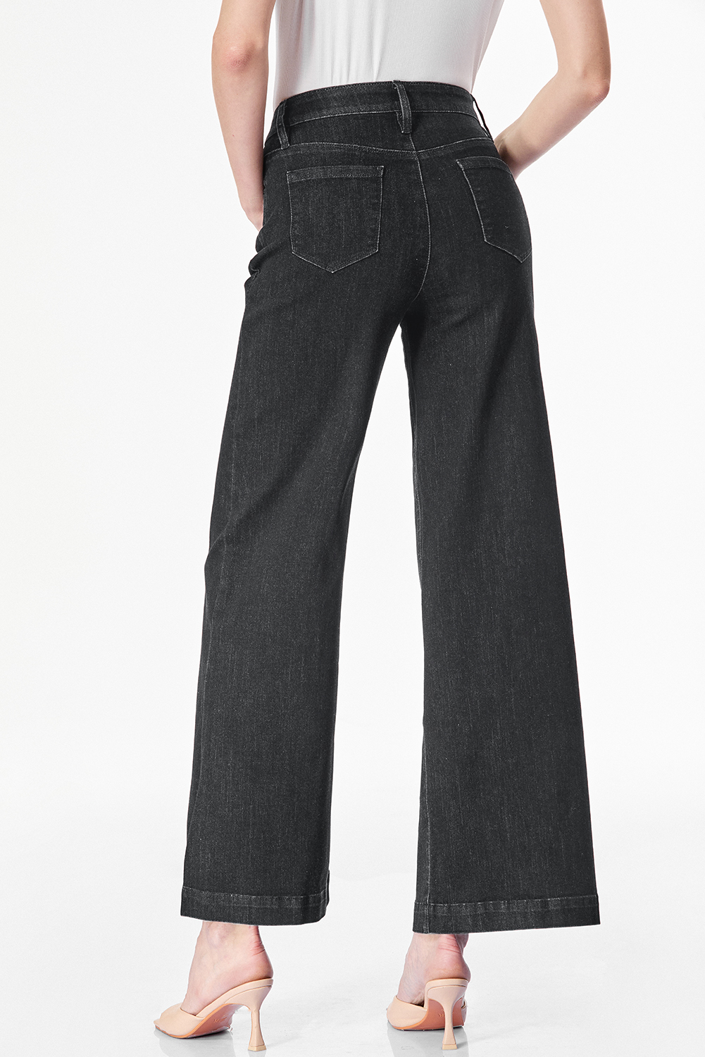 Black Plain Seam Detail Flared Bottom Ankle Length Jeans - loveforevers