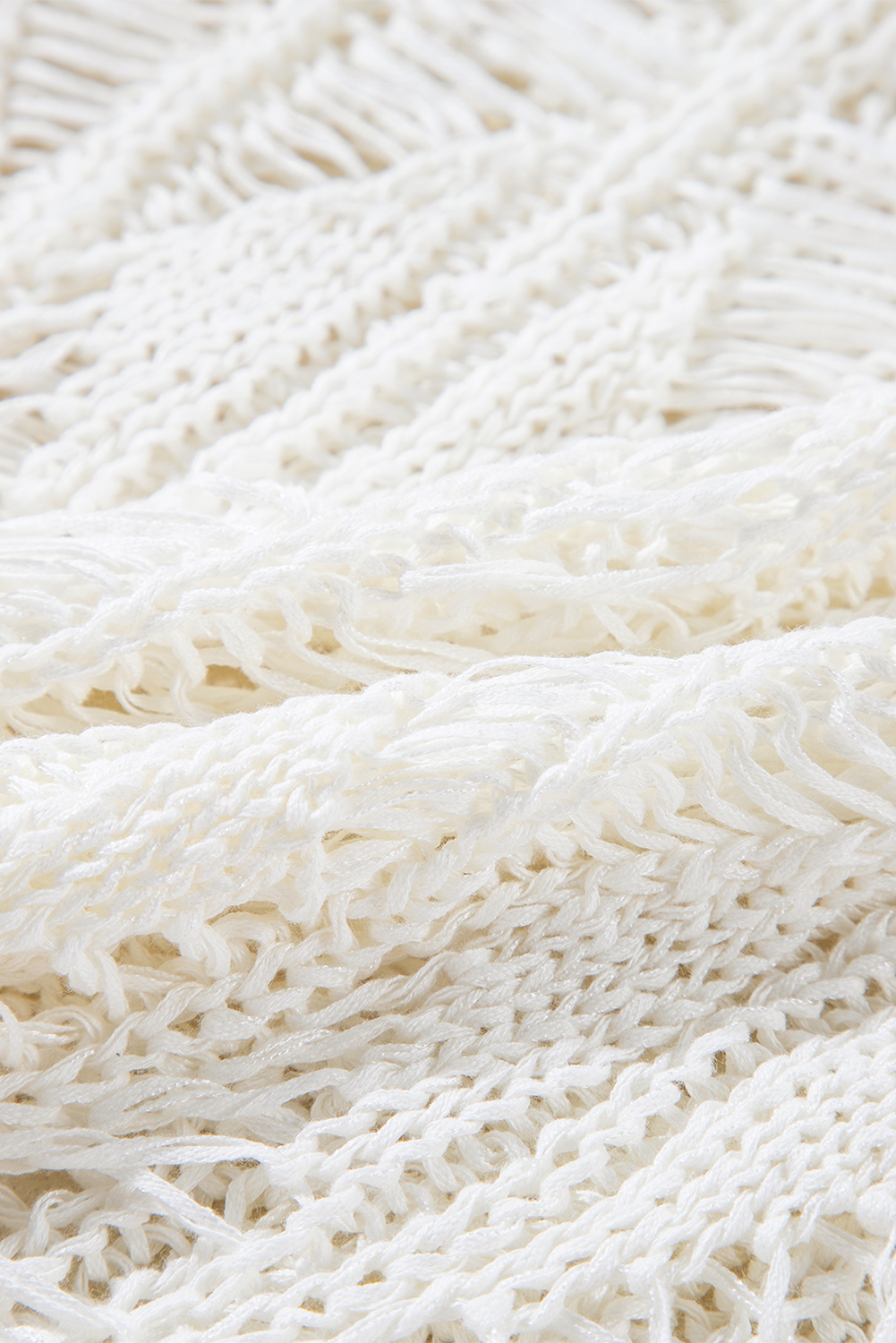 White Cut Out Crochet Crew Neck Loose Fit Sweater - loveforevers