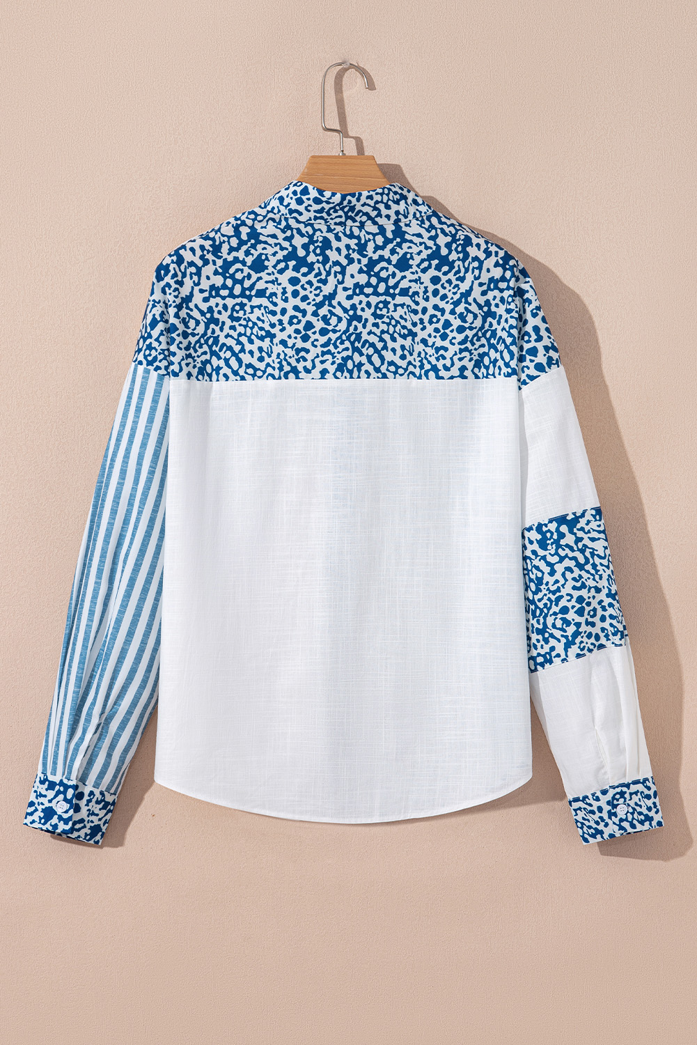 Sky Blue Leopard Striped Western Casual Shirt - loveforevers