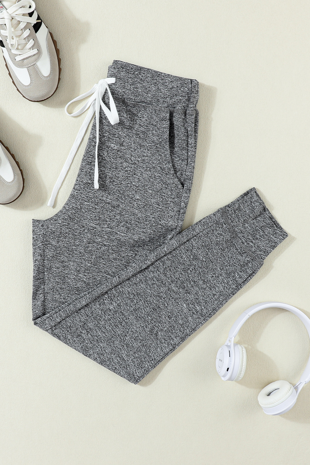 Black Drawstring Elastic Waistband Pocketed Joggers - loveforevers