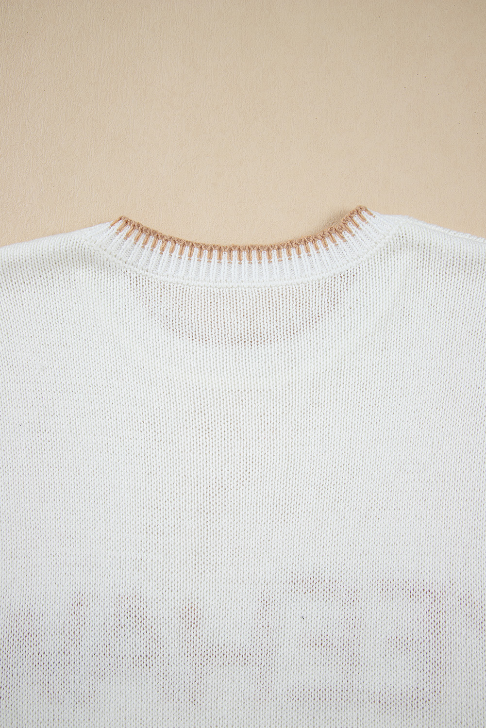 White Knitted YEEHAW Stitch Edge Crew Neck Sweater T Shirt - loveforevers