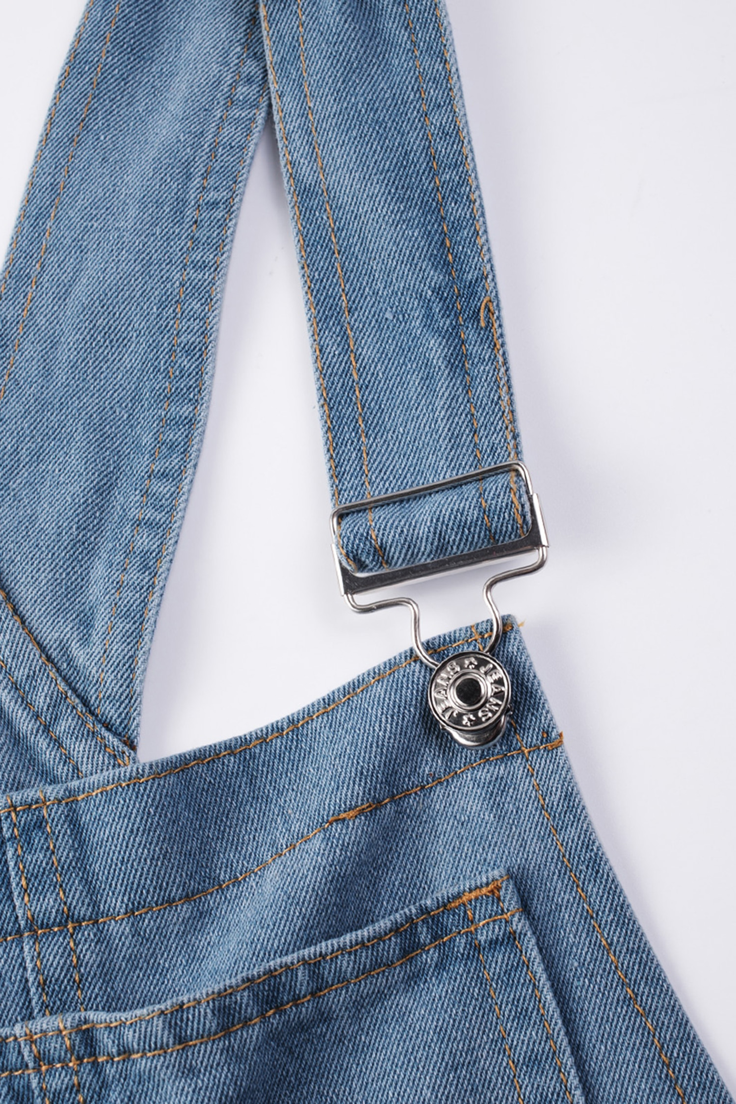 Light Blue Retro Bib Pocket Buckle Straps Casual Denim Jumpsuit - loveforevers