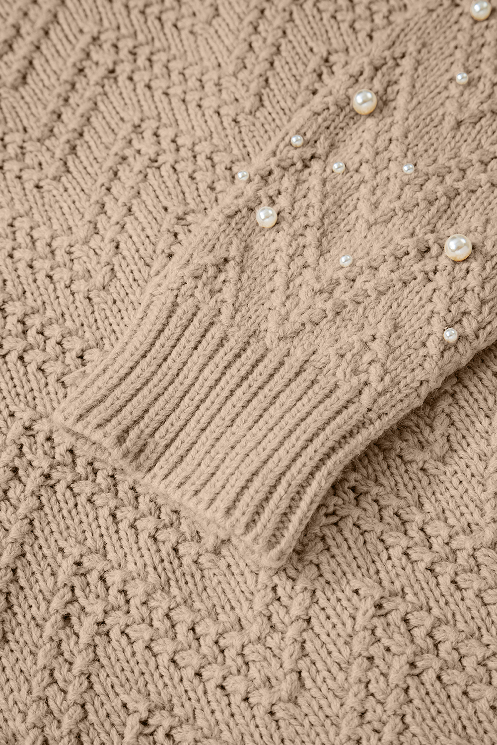 Smoke Gray Pearl Embellished Button Front V Neck Sweater Cardigan - loveforevers