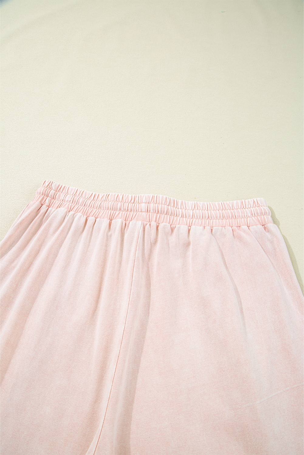 Pink Flower Patch Mineral Washed Terry Knit Cropped Wide Leg Pants - loveforevers