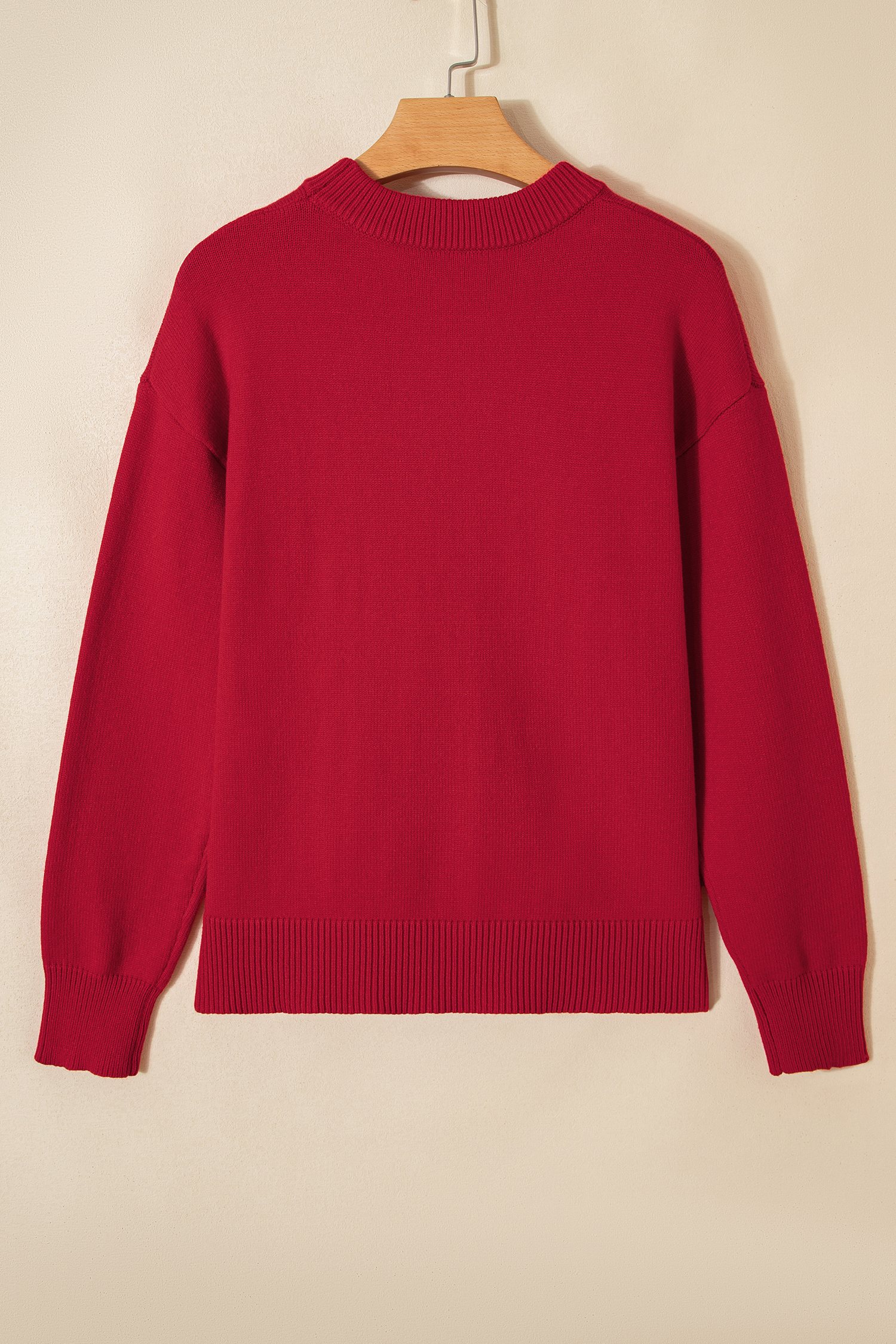 Rose Red Sequined Bow Graphic Christmas Holiday Sweater - loveforevers