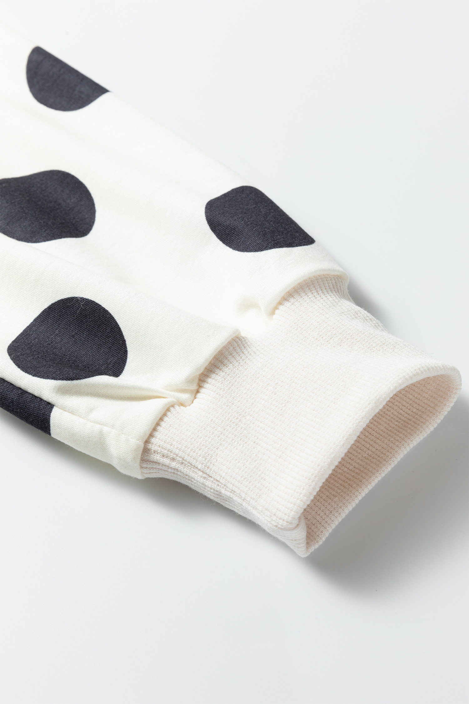 Beige Polka Dot Print Drop Shoulder Pullover Drawstring Jogger Pant Set - loveforevers