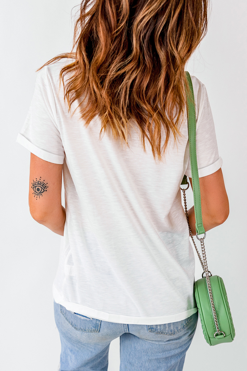 White Christmas Bowknot Graphic Cotton Blend T Shirt - loveforevers