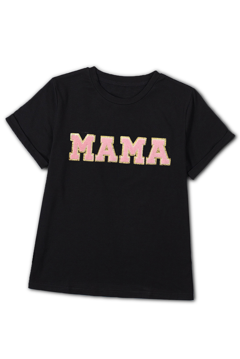 White MAMA Leopard Embroidered Crew Neck Graphic Tee - loveforevers