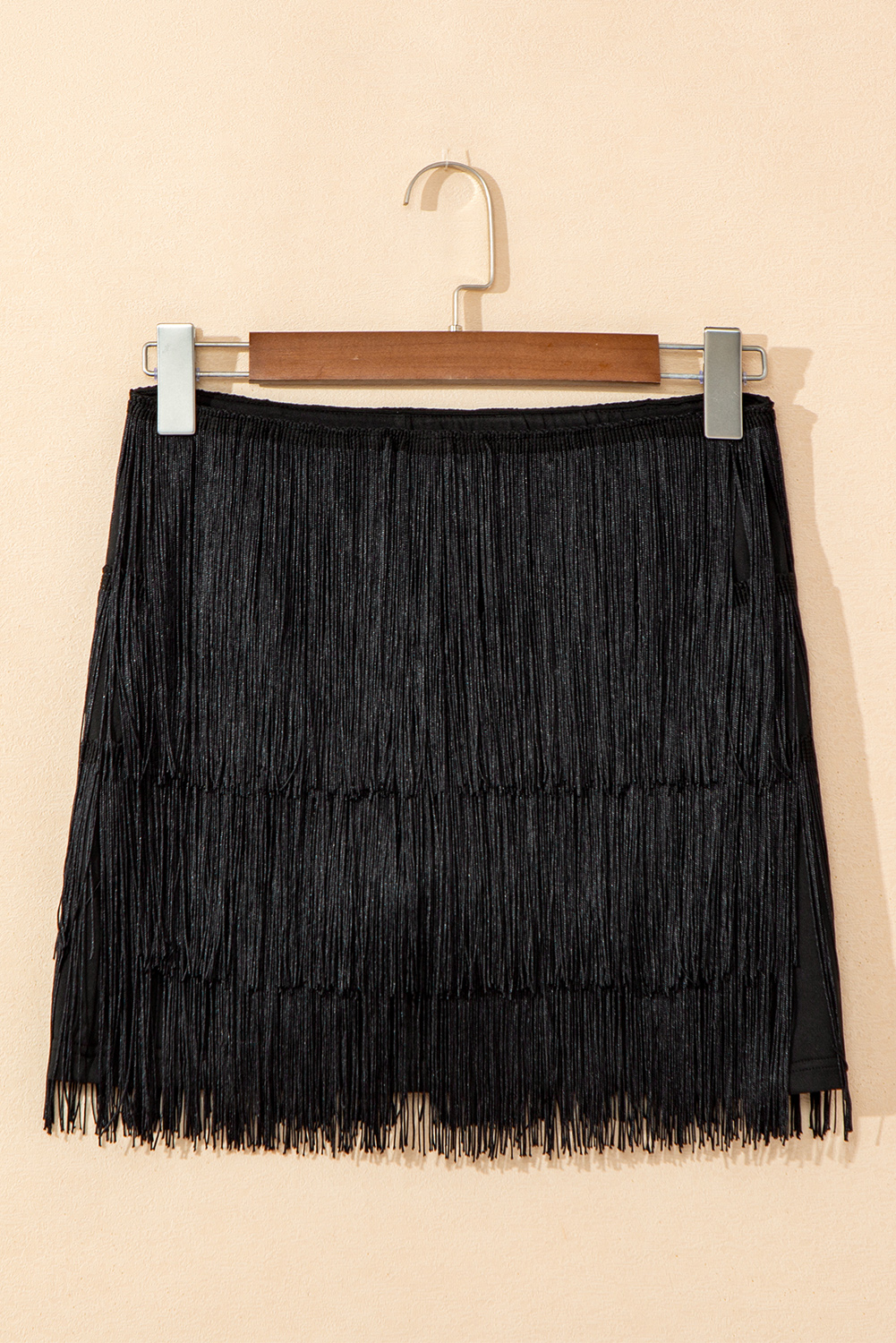 Black Tiered Fringe Trimmed Mini Skirt - loveforevers