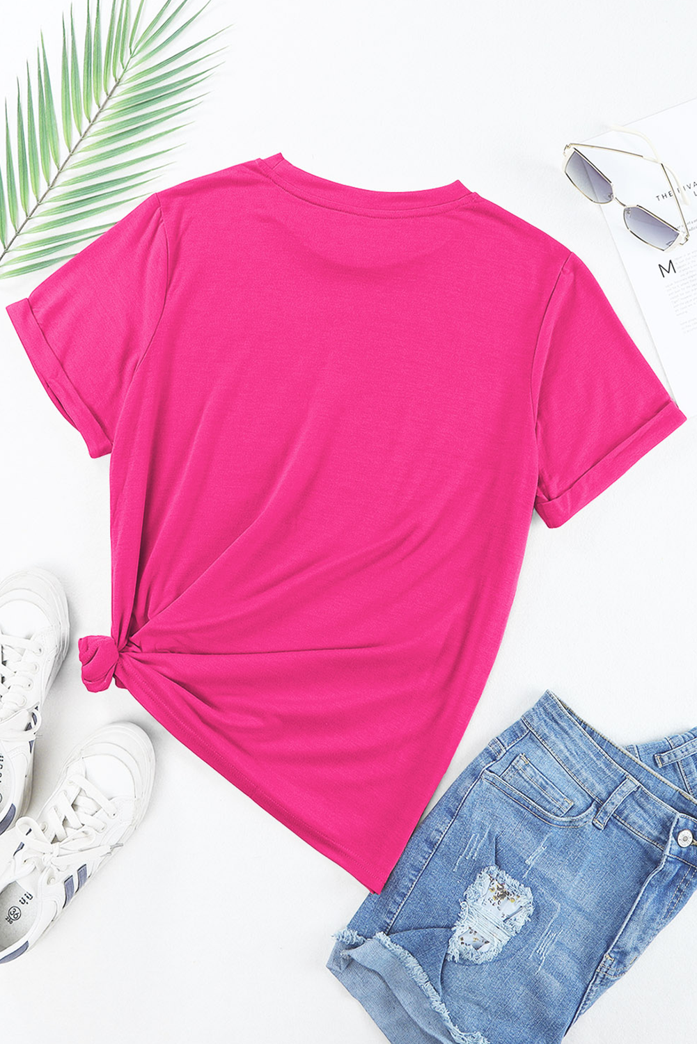 Rose Red Rhinestone Heart Graphic Crew Neck Valentines Tee - loveforevers
